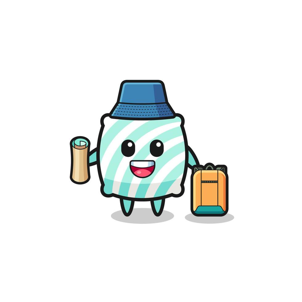 pillow mascot character as hiker vector