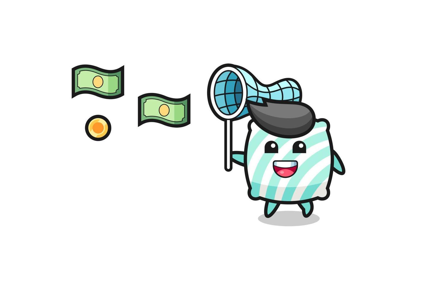 illustration of the pillow catching flying money vector