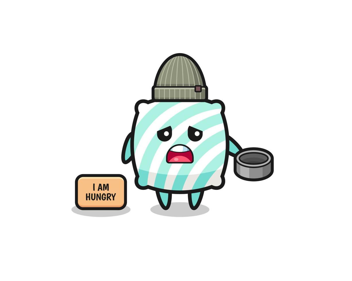 cute pillow beggar cartoon character vector