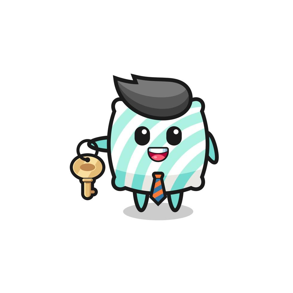 cute pillow as a real estate agent mascot vector