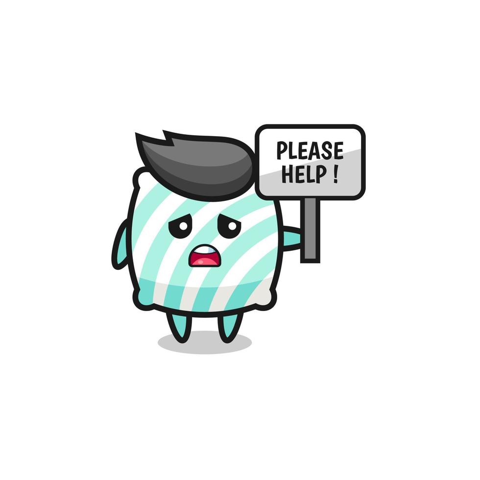 cute pillow hold the please help banner vector