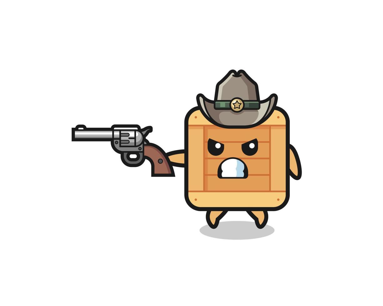 the wooden box cowboy shooting with a gun vector