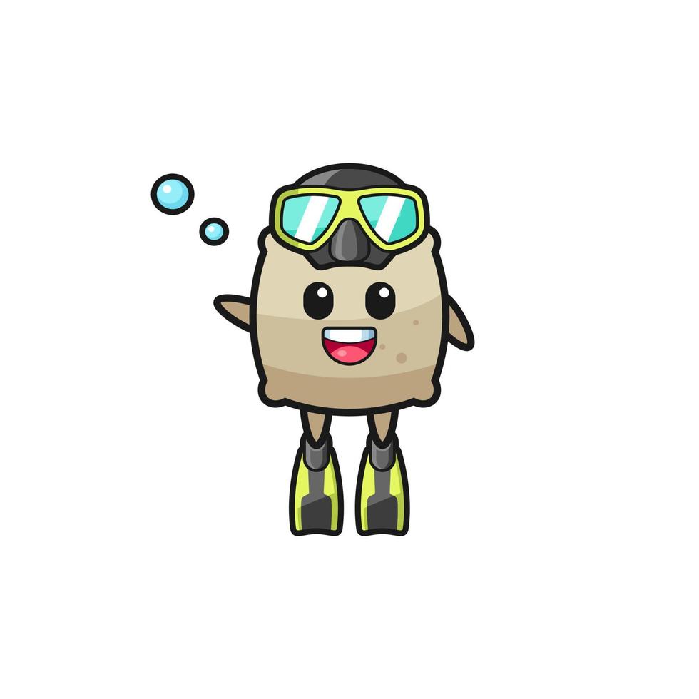 the sack diver cartoon character vector