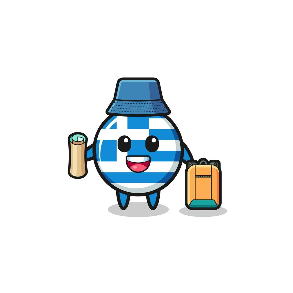 greece mascot character as hiker vector