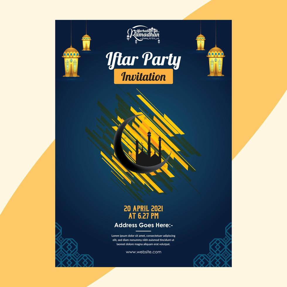 Ramadan Kareem Iftar Party Poster template design vector