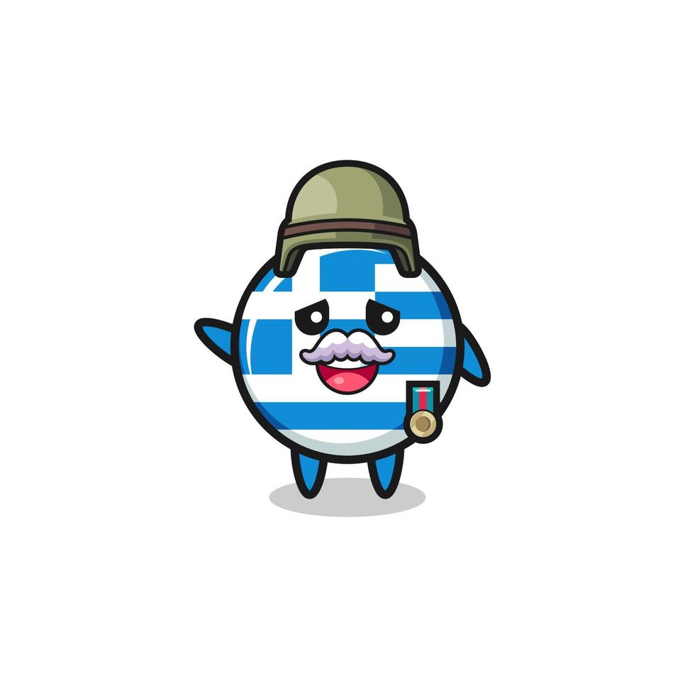 cute greece as veteran cartoon vector