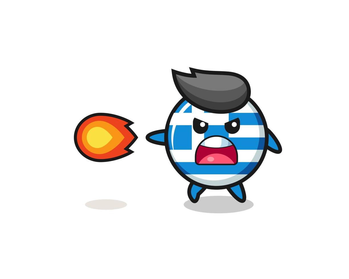 cute greece mascot is shooting fire power vector