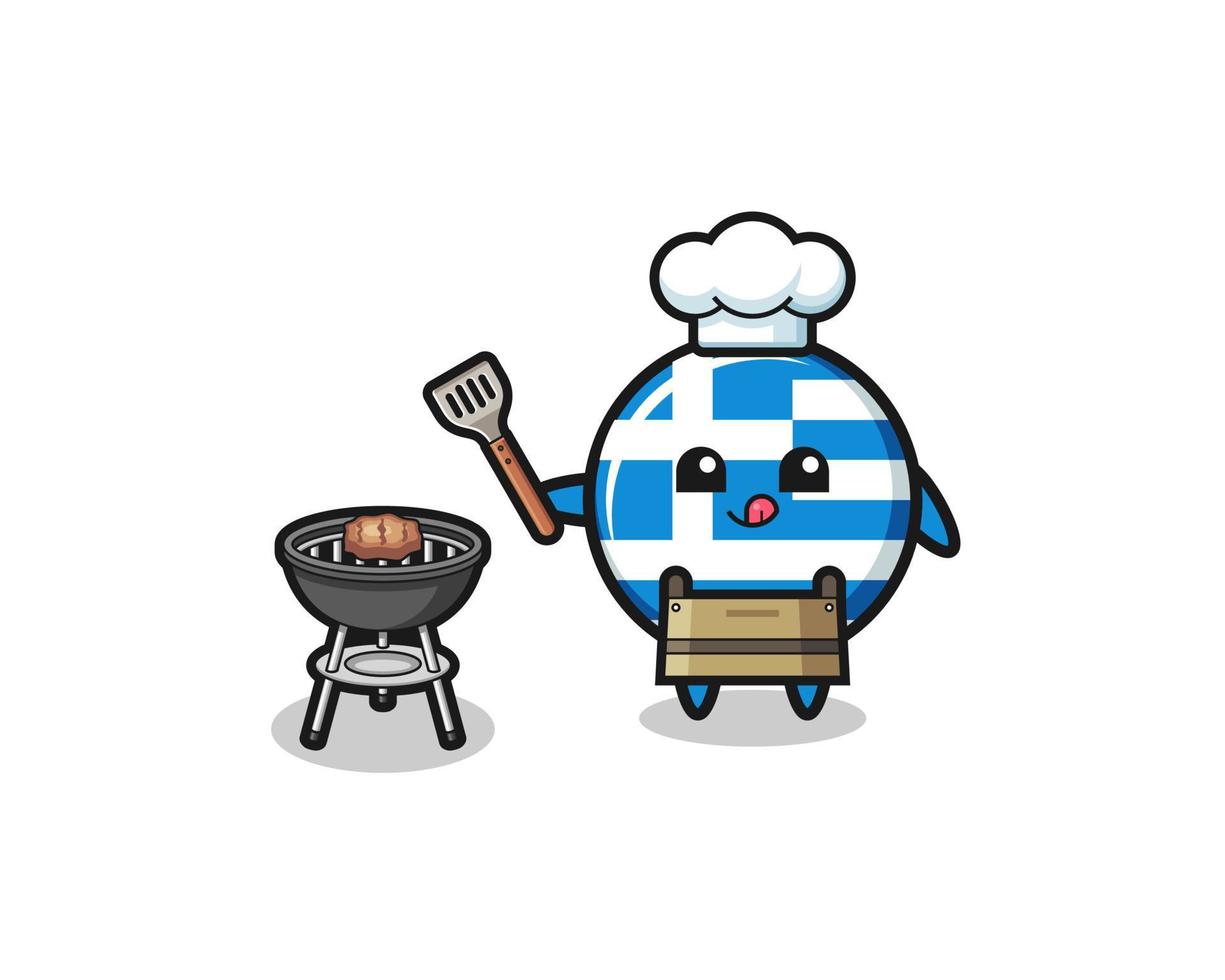 Chef de barbacoa de Grecia con parrilla vector