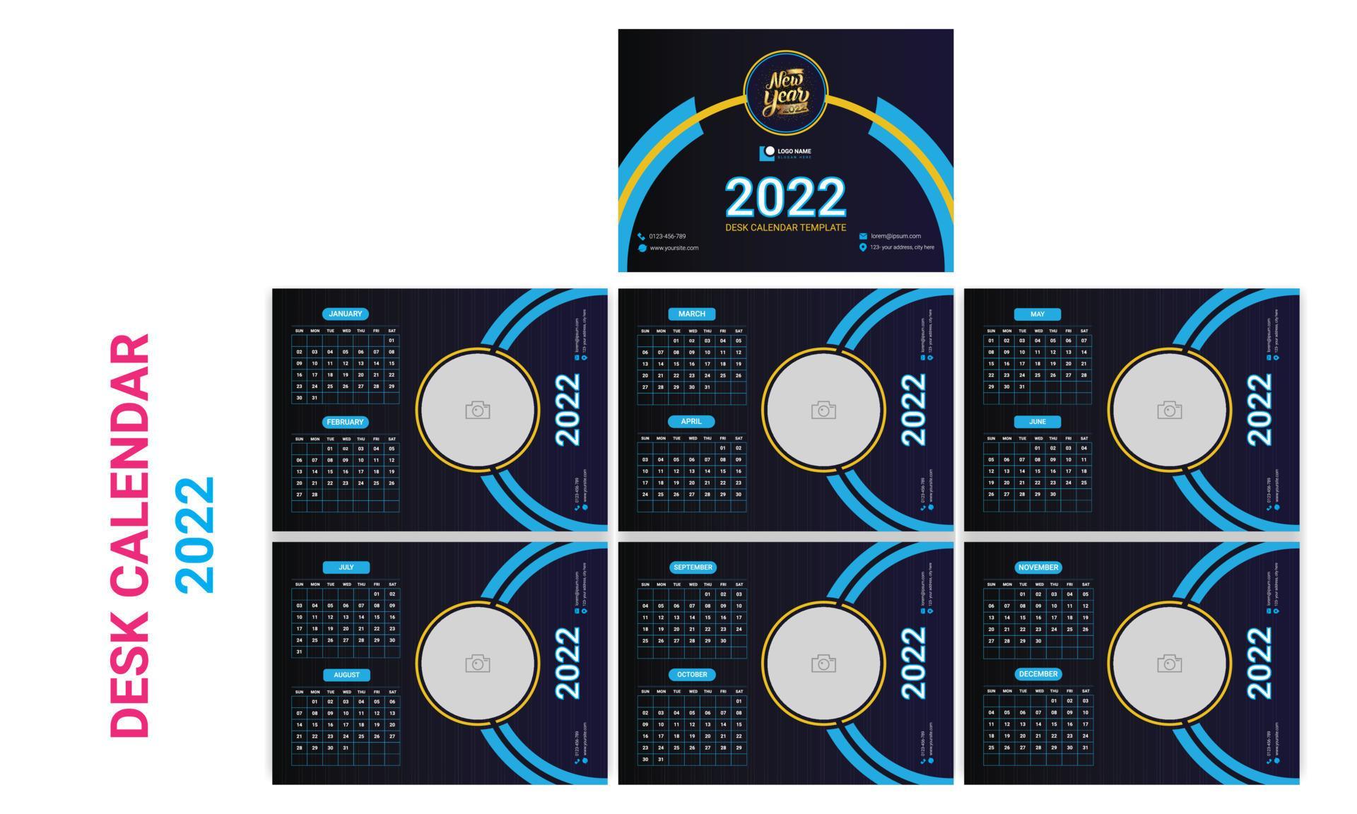 Desk calendar 2022 template design 4645001 Vector Art at Vecteezy