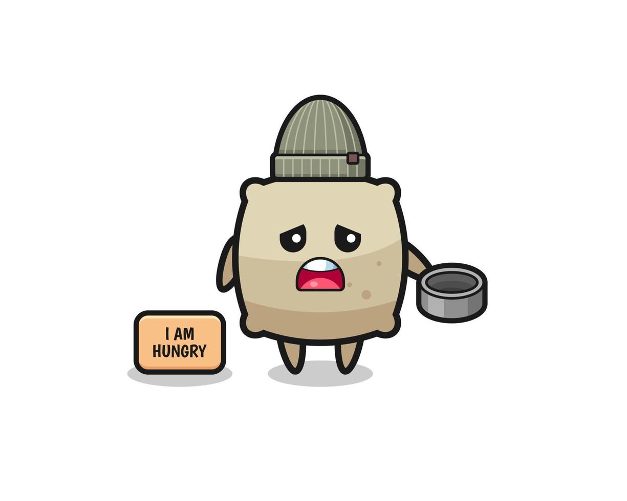 cute sack beggar cartoon character vector