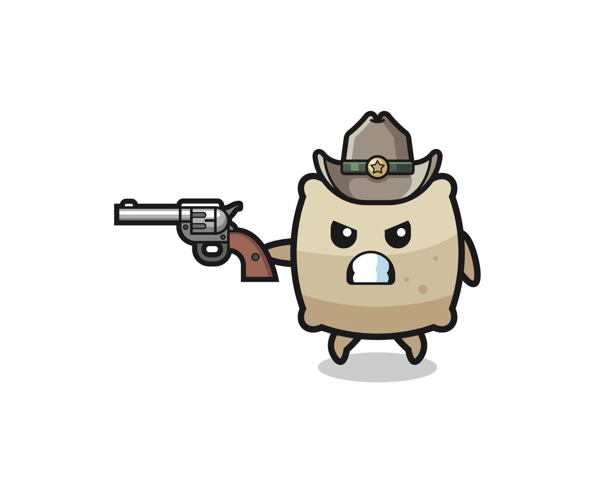 el saco vaquero disparando con una pistola vector