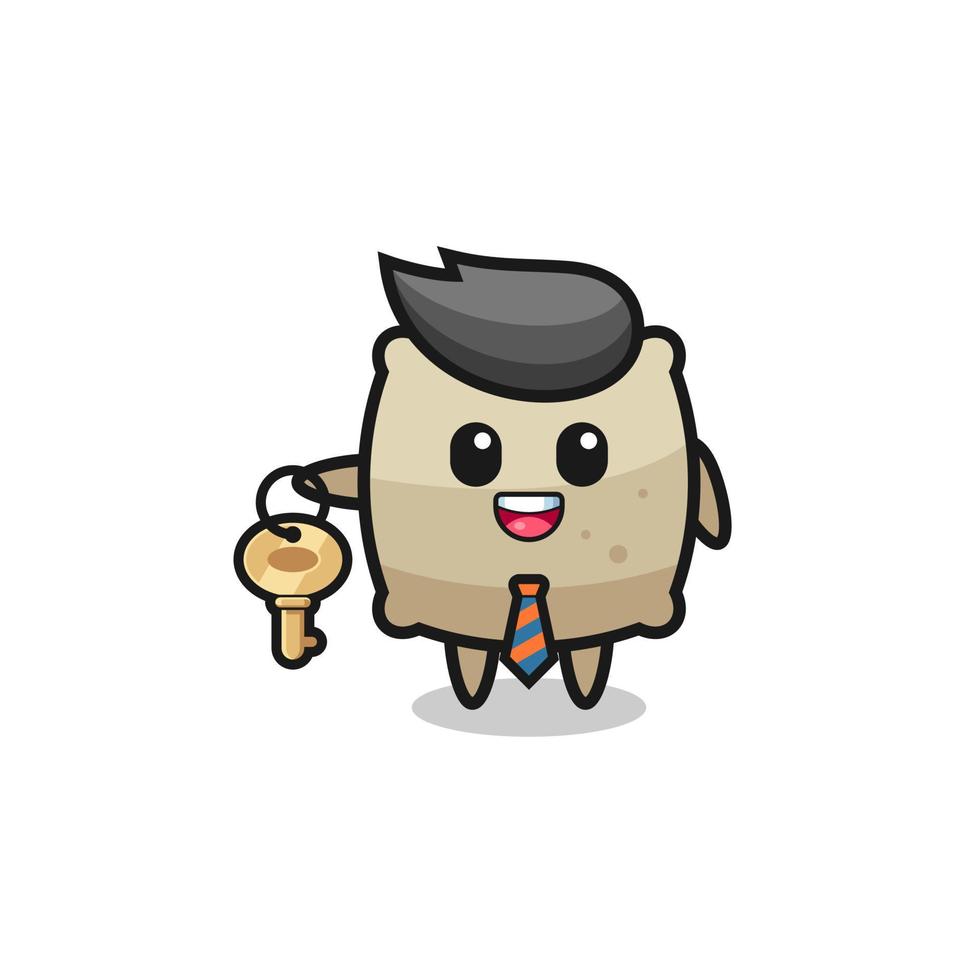 cute sack as a real estate agent mascot vector