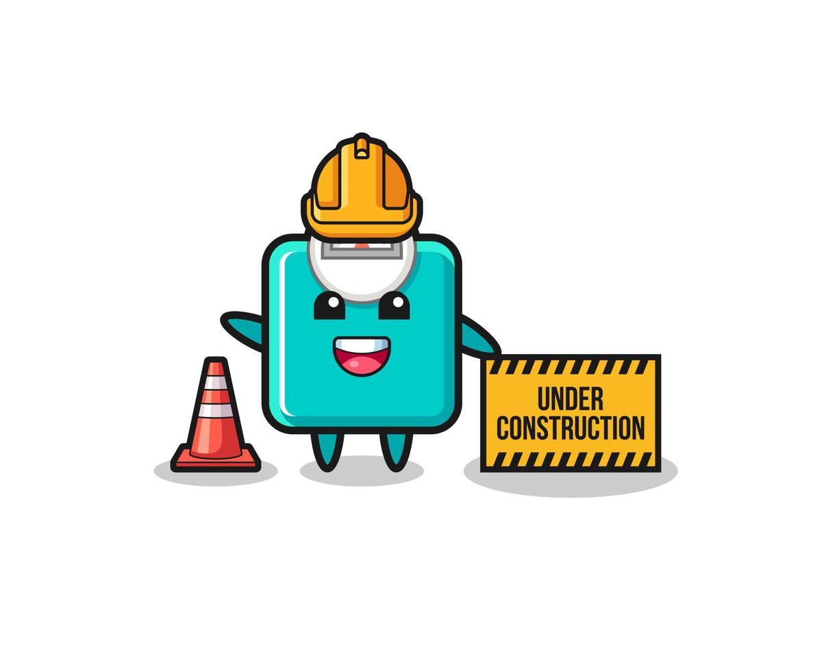 Ilustración de báscula con banner en construcción vector