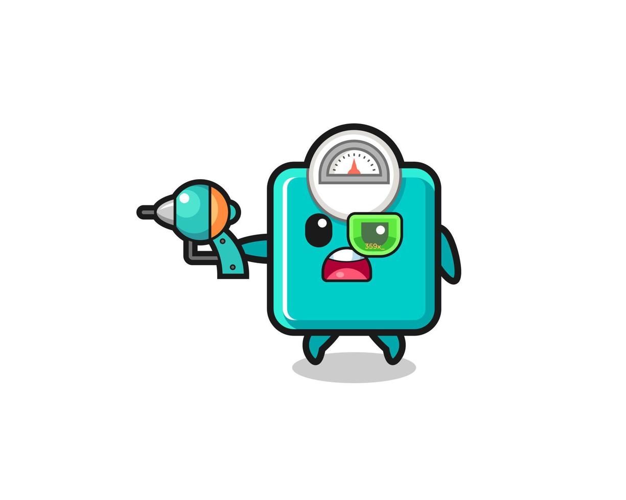 cute weight scale holding a future gun vector