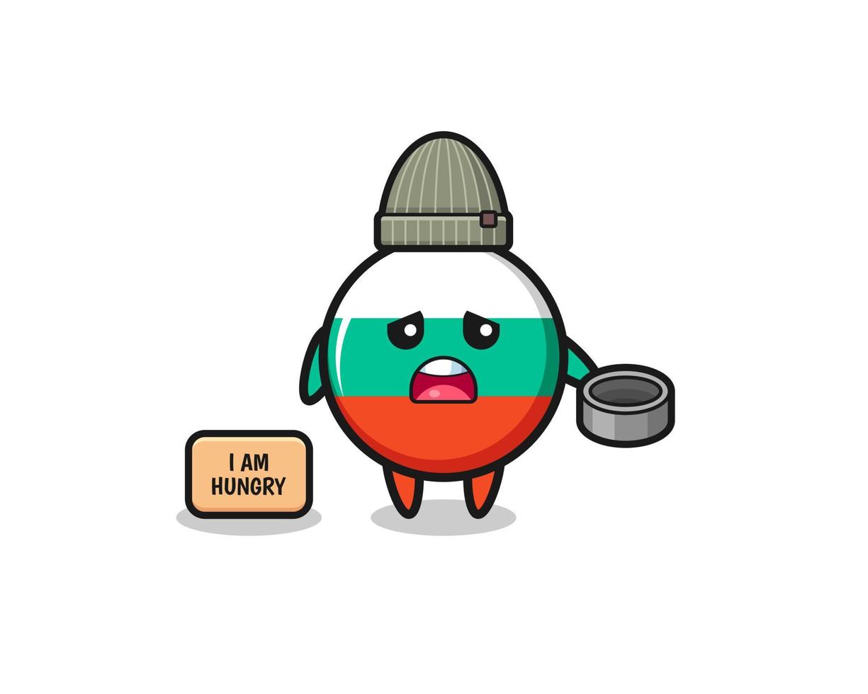 cute bulgaria flag beggar cartoon character vector