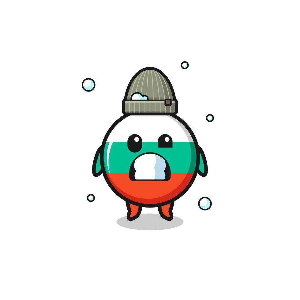 cute cartoon bulgaria flag with shivering expression vector