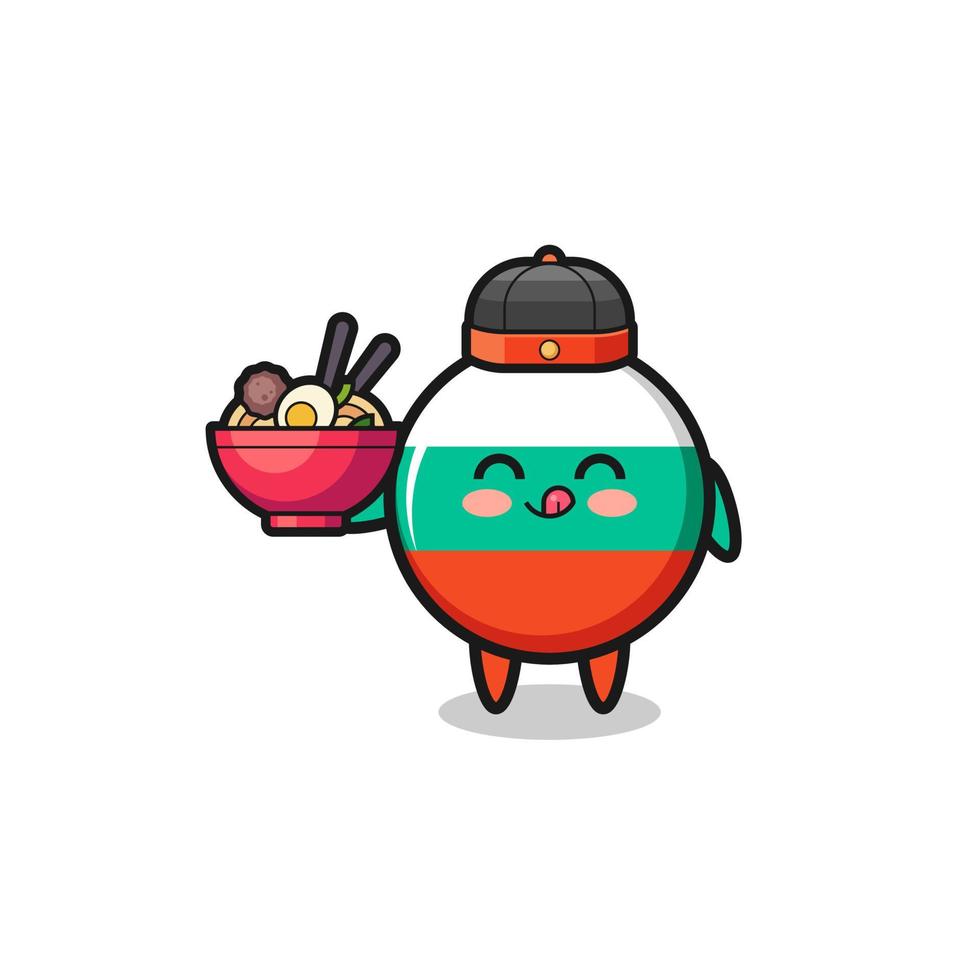 bulgaria flag as Chinese chef mascot holding a noodle bowl vector