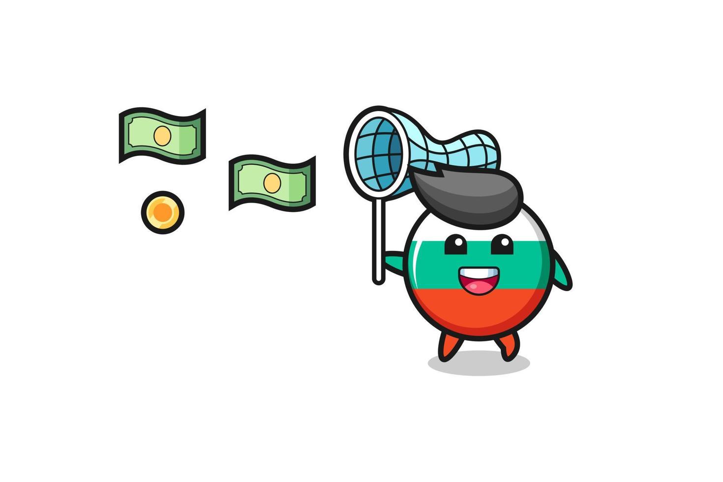 illustration of the bulgaria flag catching flying money vector