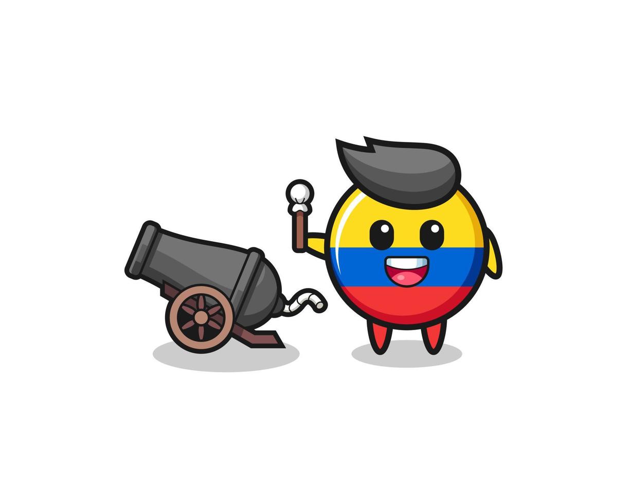 cute colombia flag shoot using cannon vector