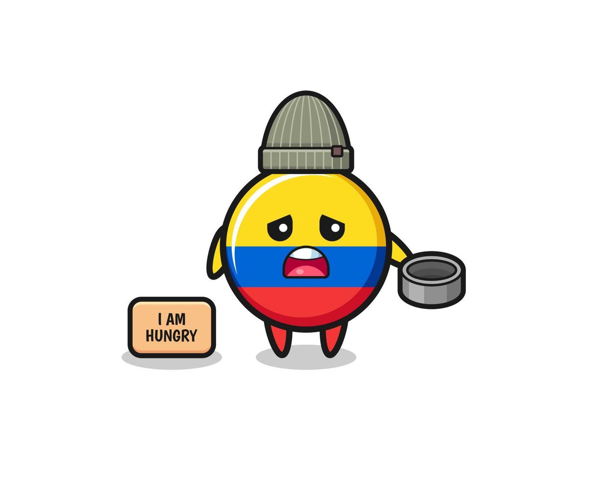 cute colombia flag beggar cartoon character vector