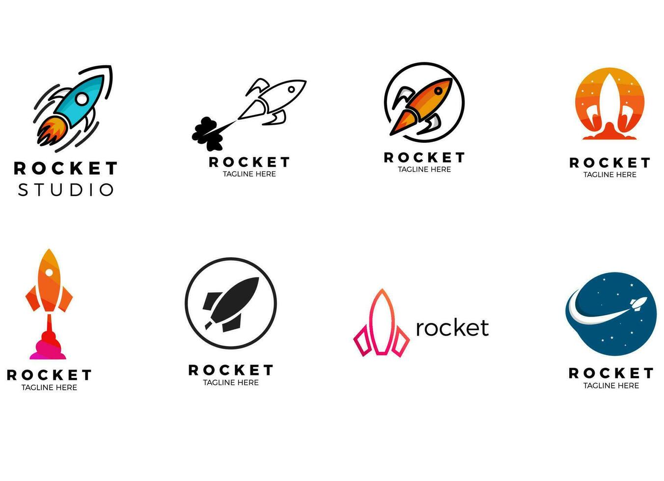 Rocket advance technology launching vector logo design. Booster Application Logo Design Illustration