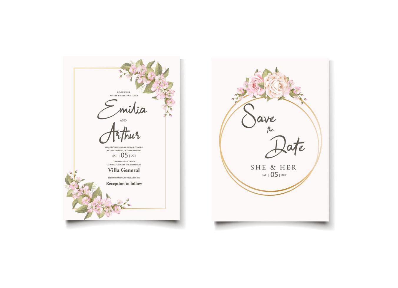 diseños de invitaciones de boda inspiración. vector