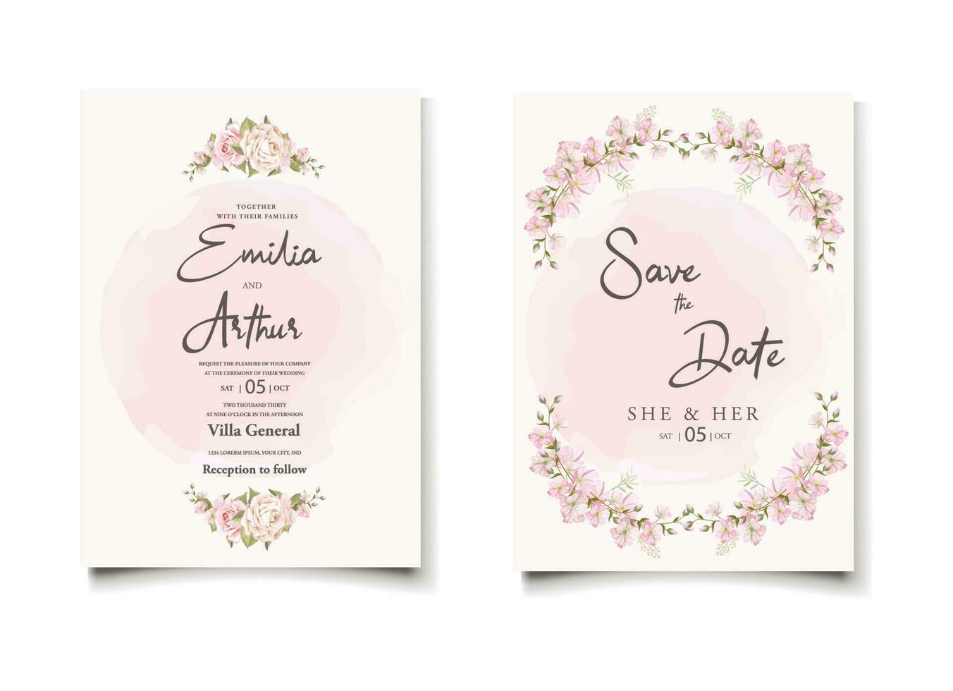 Minimalist Wedding Invitation Designs Template. vector