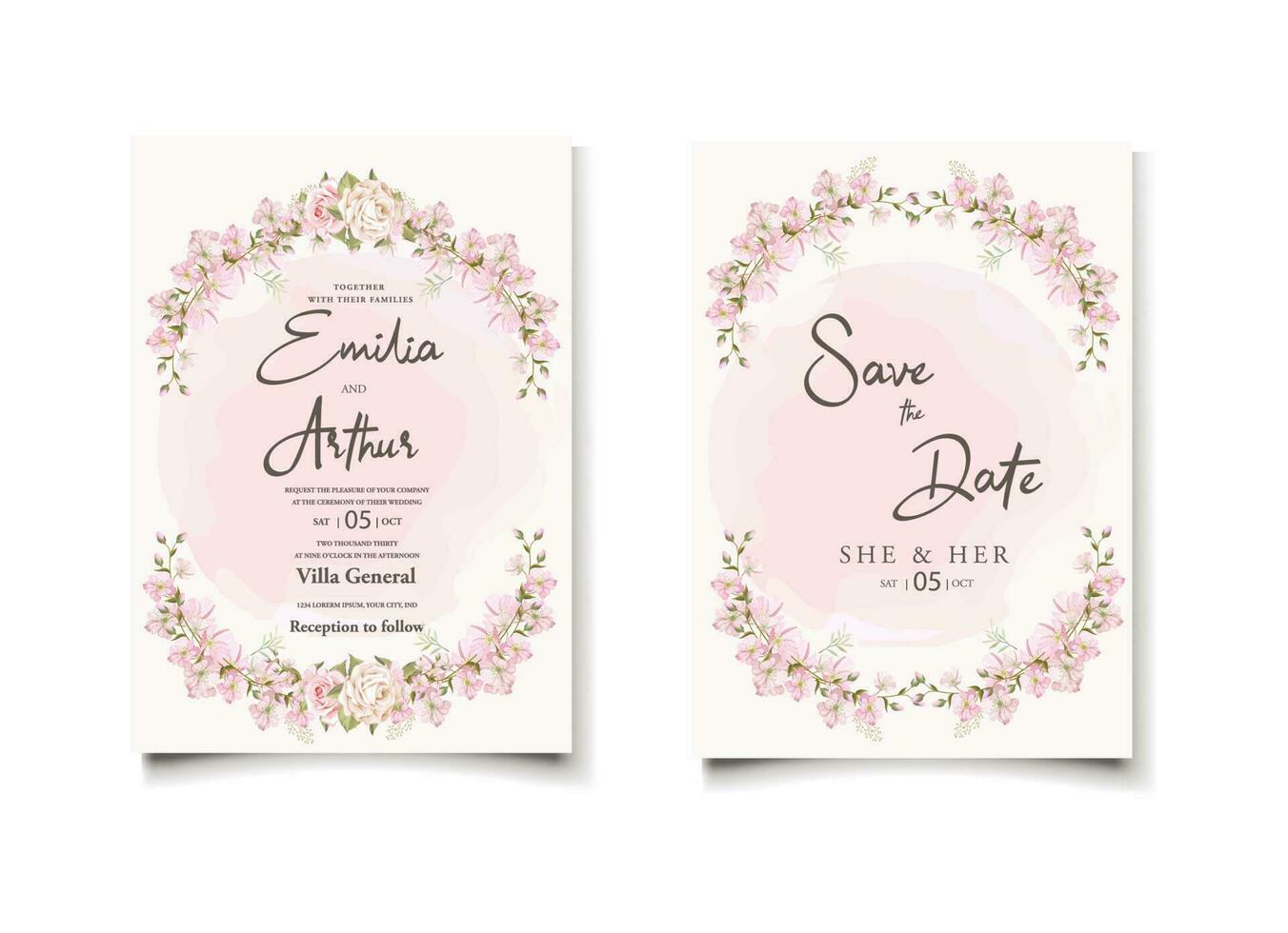 Minimalist Wedding Invitation Designs Template. vector