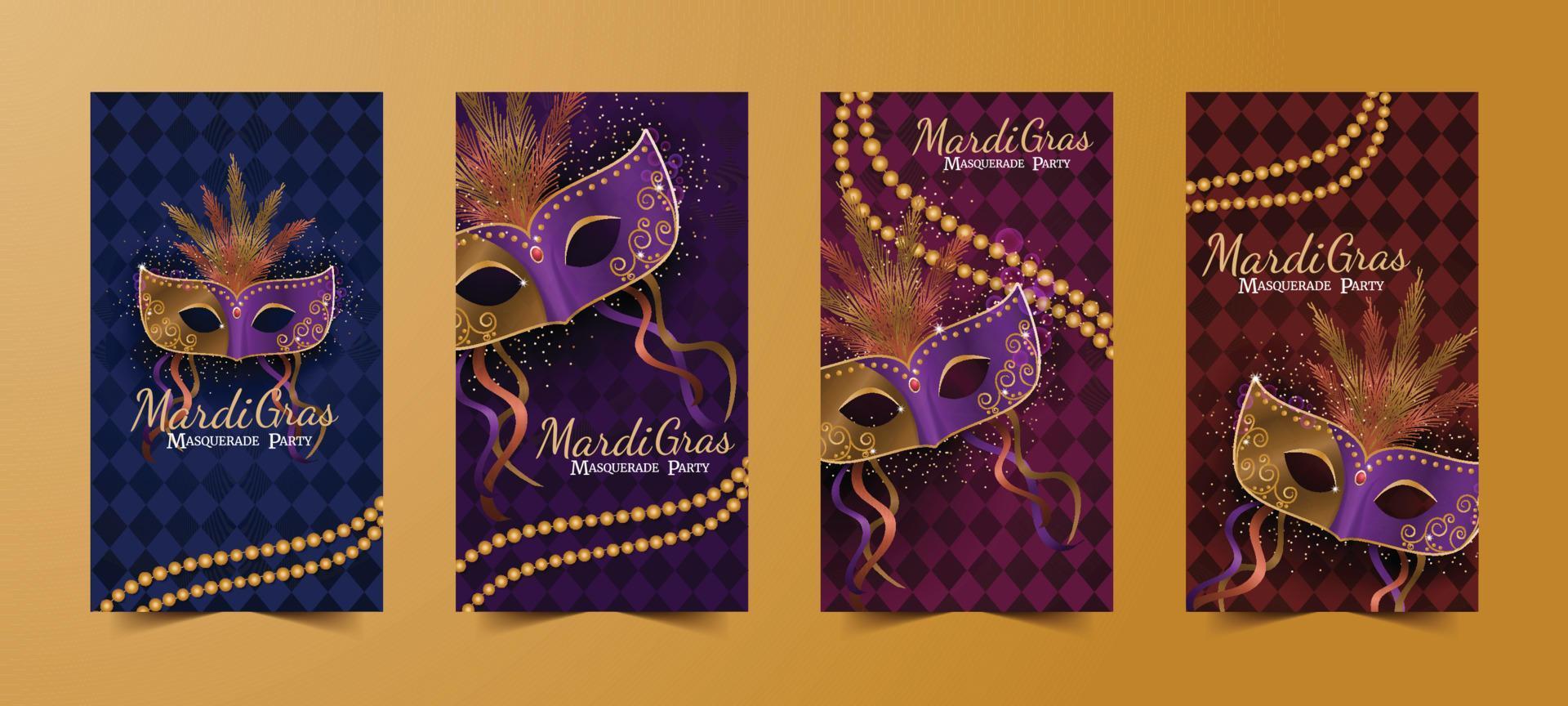 Realistic Elegant Mardi Gras Social Media Post vector