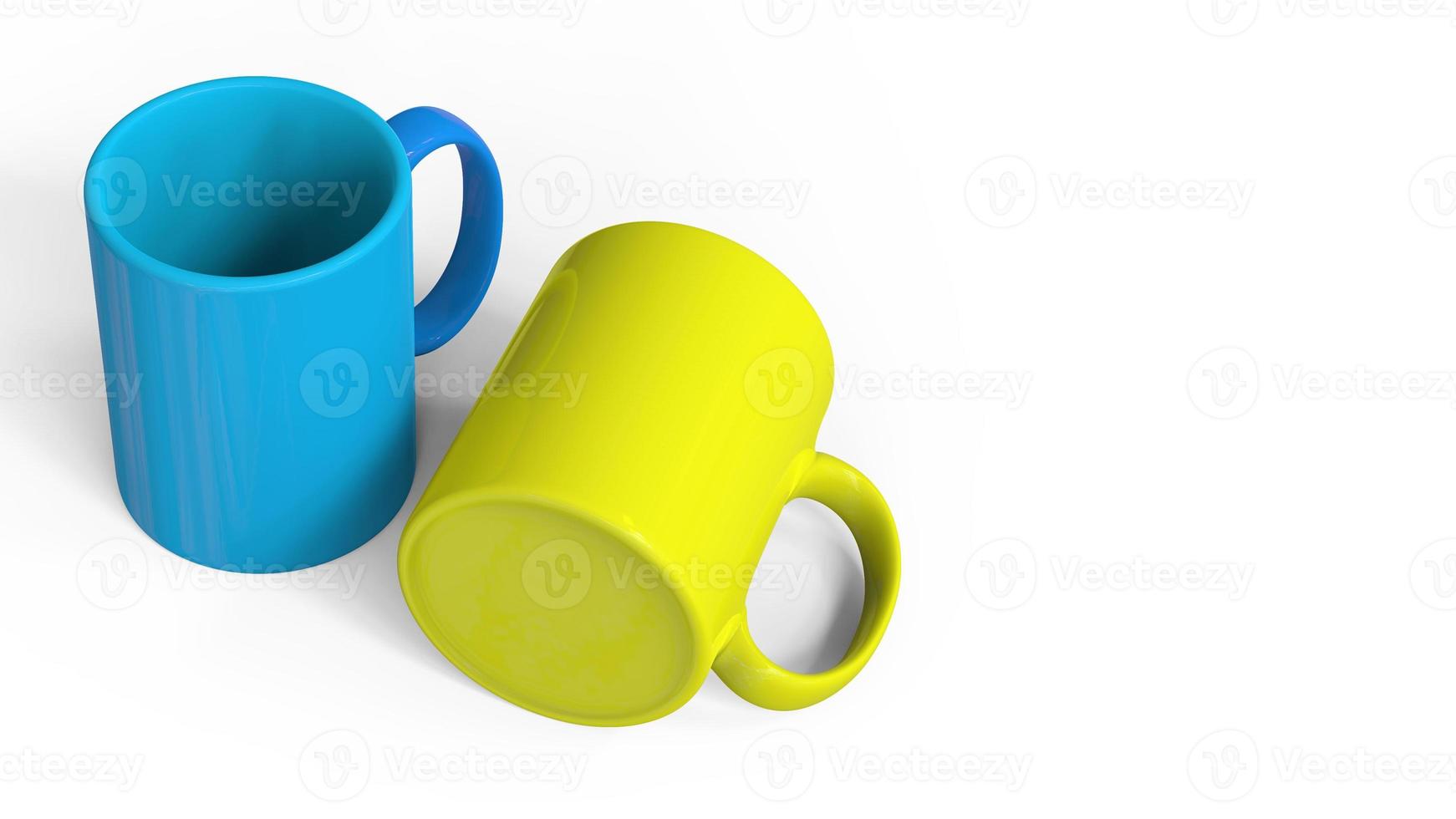 Blank mug mockup isolated on colored 3D rendering. added copy space for text. suitable for your design project. photo