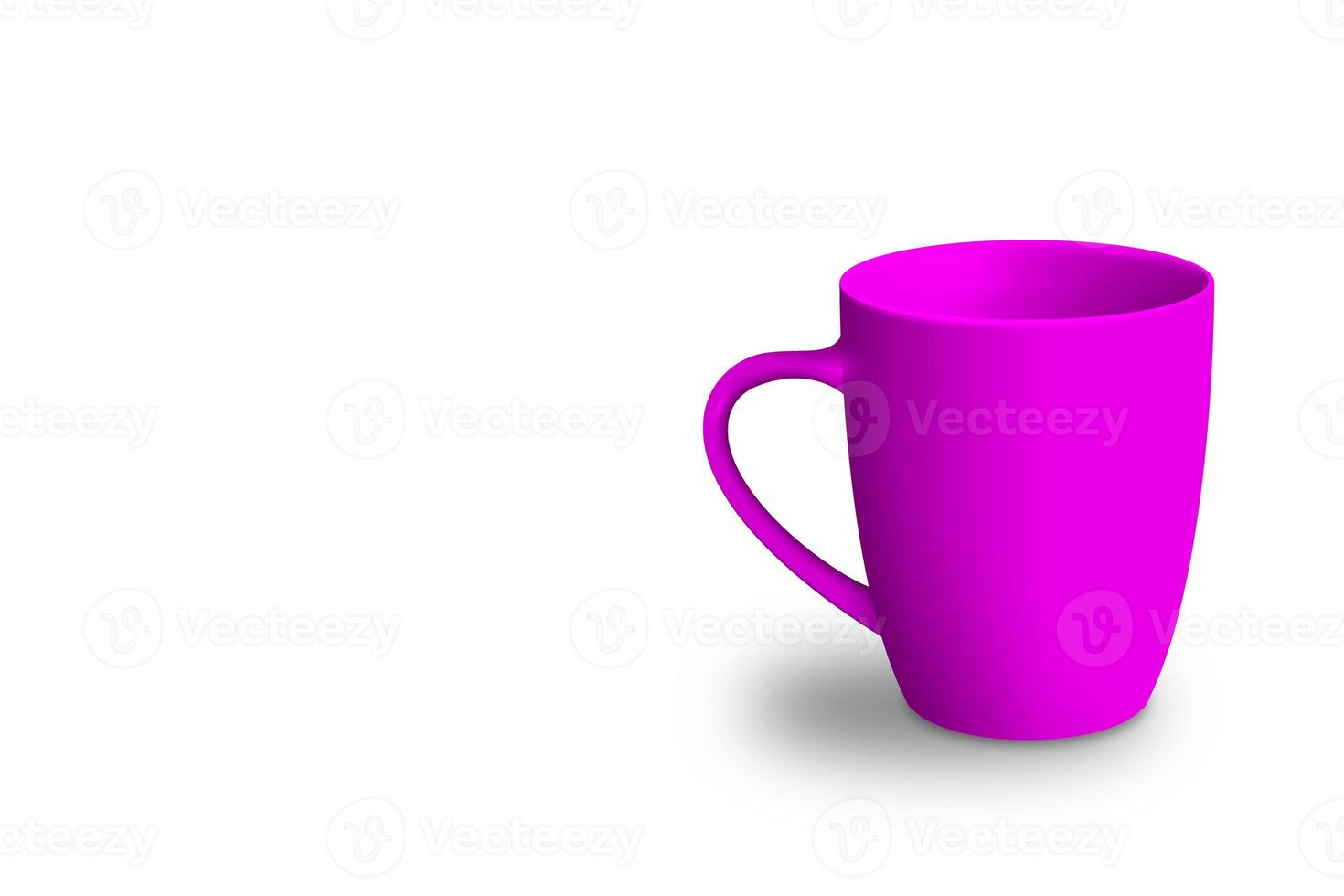 maqueta de taza en blanco aislada en representación 3d coloreada. espacio de copia agregado para texto. adecuado para su proyecto de diseño. foto