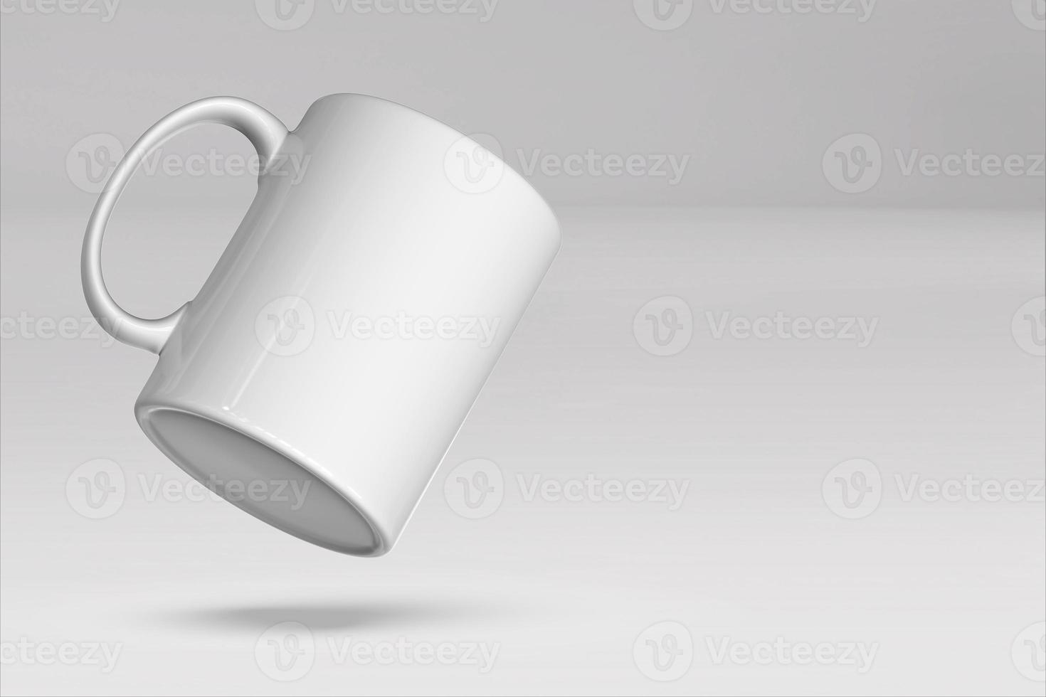 maqueta de taza en blanco aislada en representación 3d coloreada. espacio de copia agregado para texto. adecuado para su proyecto de diseño. foto