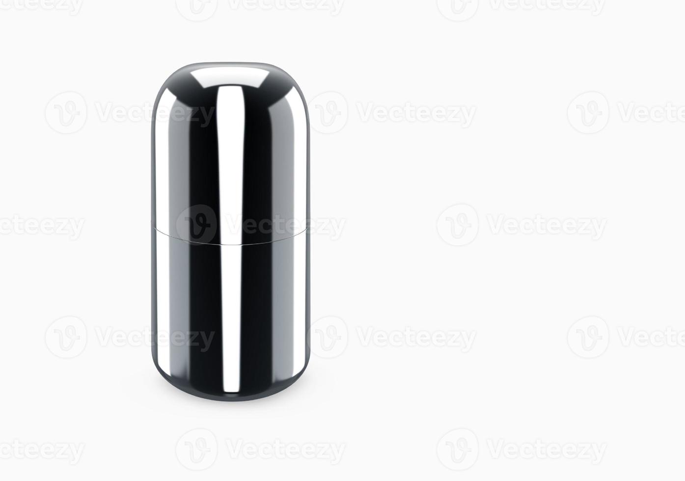 Black glossy shower gel bottle mockup isolated from background shower gel metal package design. Blank hygiene, medical, body or facial care template. 3d illustration photo