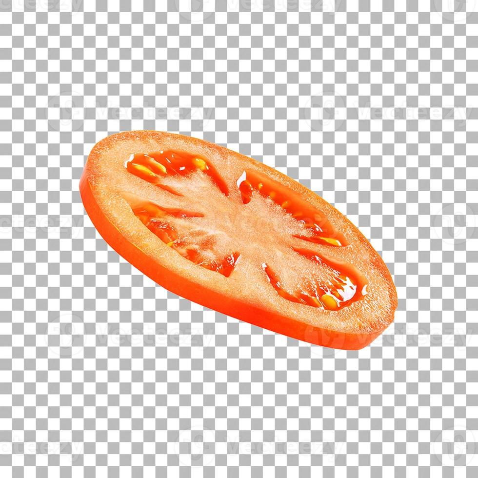 Close up view fresh tomato slice isolated photo