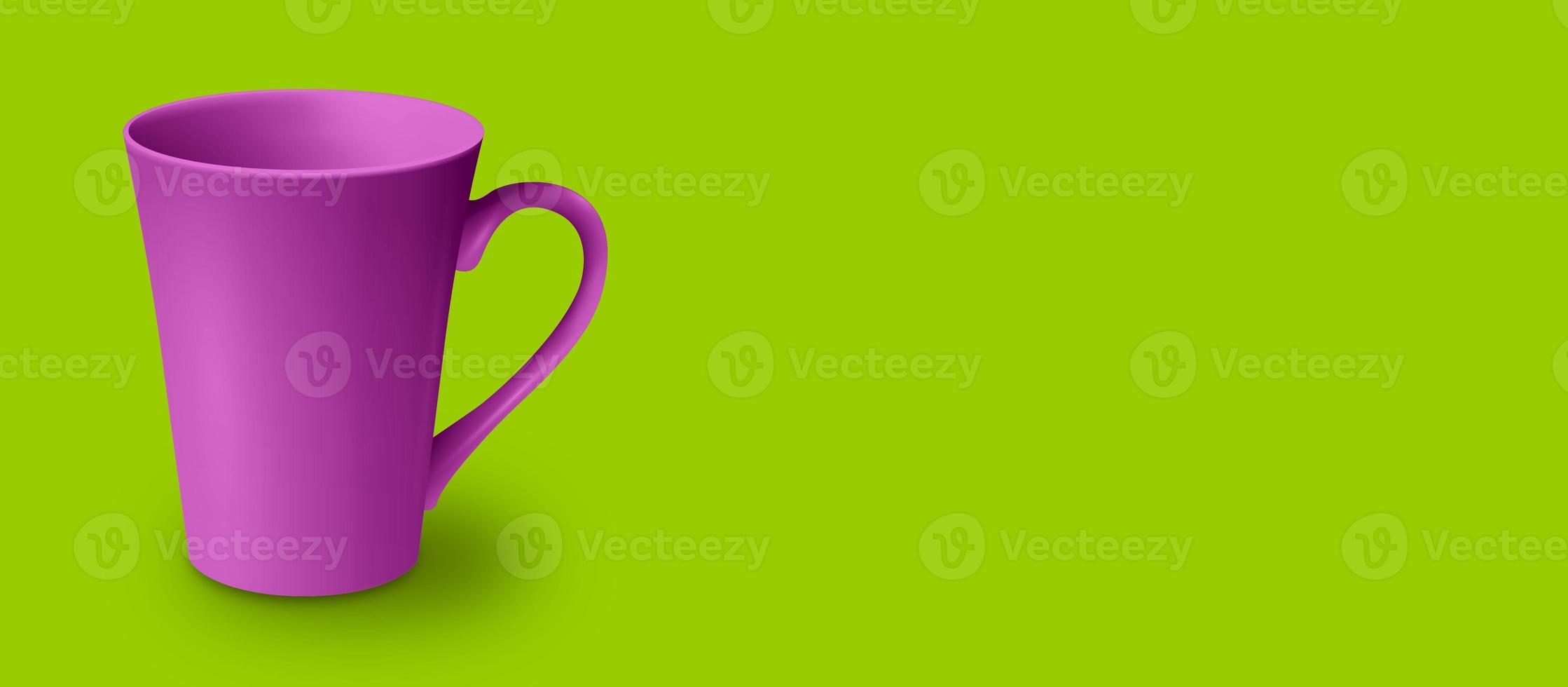 maqueta de taza en blanco aislada en representación 3d coloreada. espacio de copia agregado para texto. adecuado para su proyecto de diseño. foto