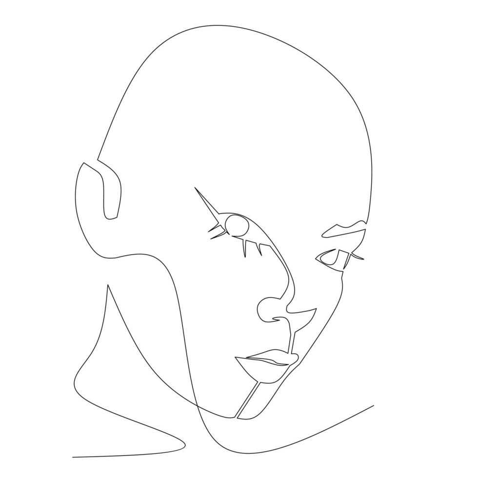 One line continue art skecth drawing of face human woman illustration background vector