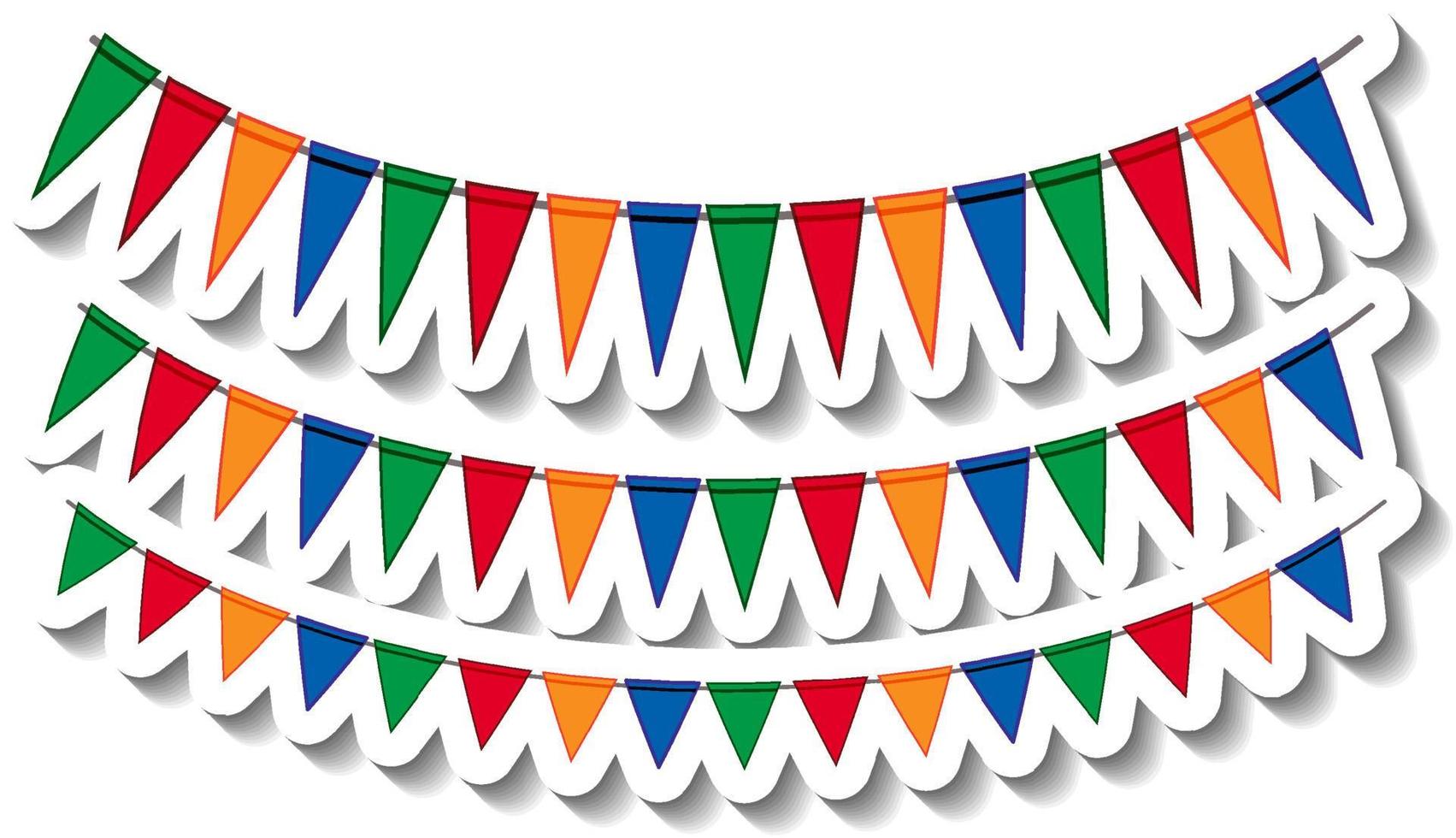 Colourful party flags sticker vector