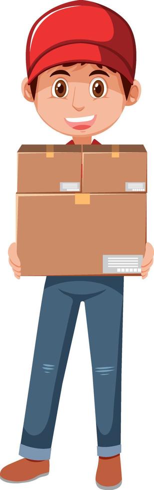 Delivery man holding a package vector
