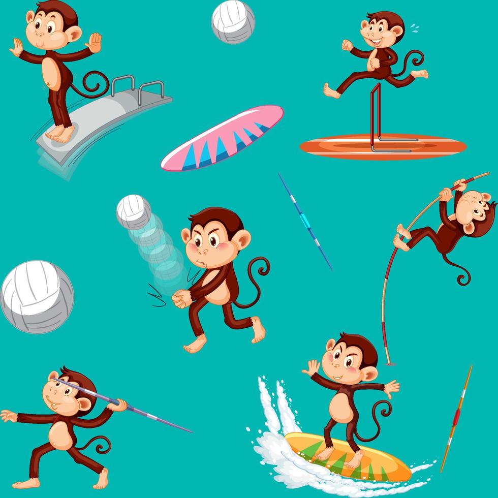 Monkey seamless pattern background vector