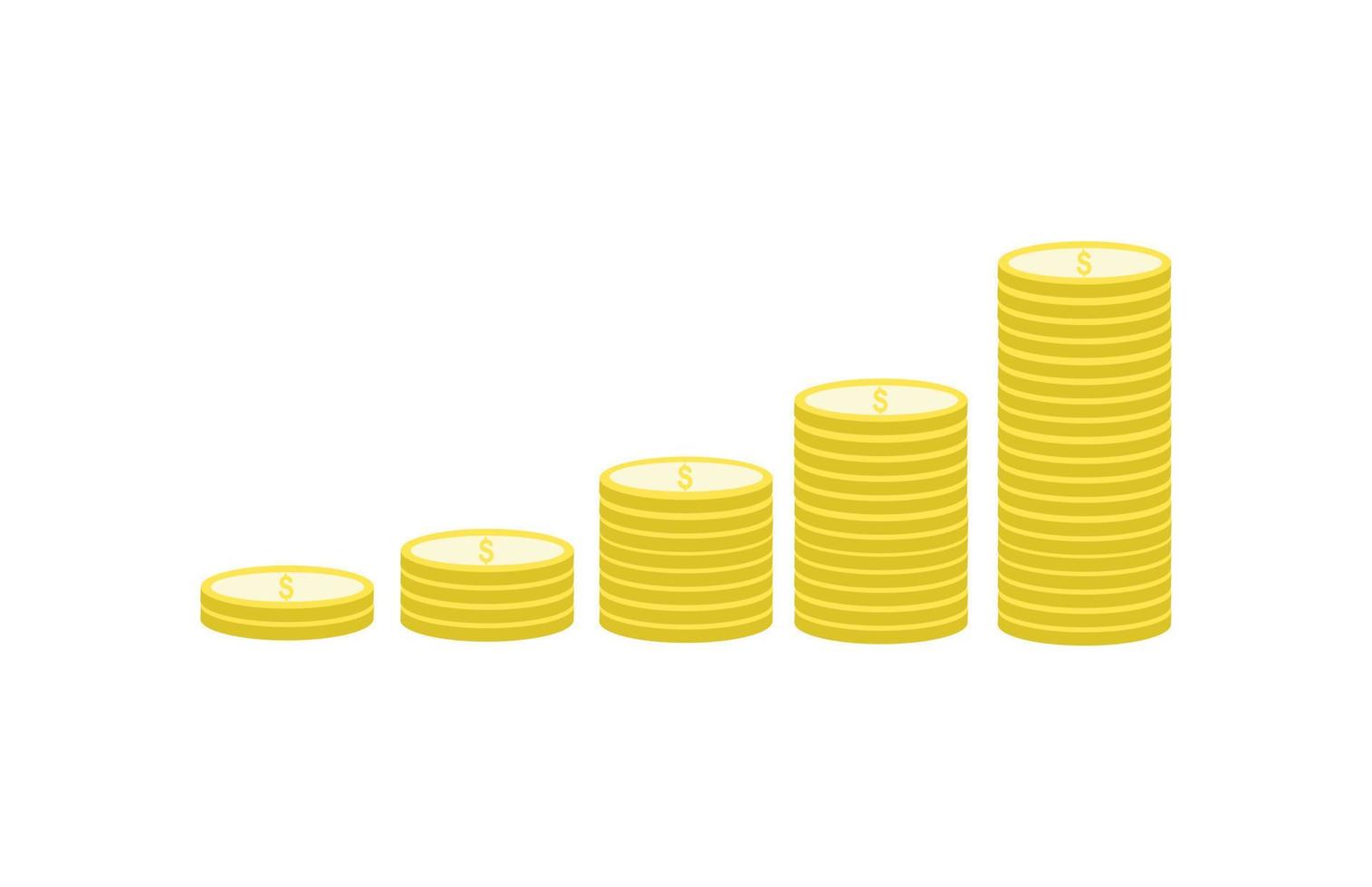 monedas vectoriales, crecimiento de ingresos e inversión, dinero. vector