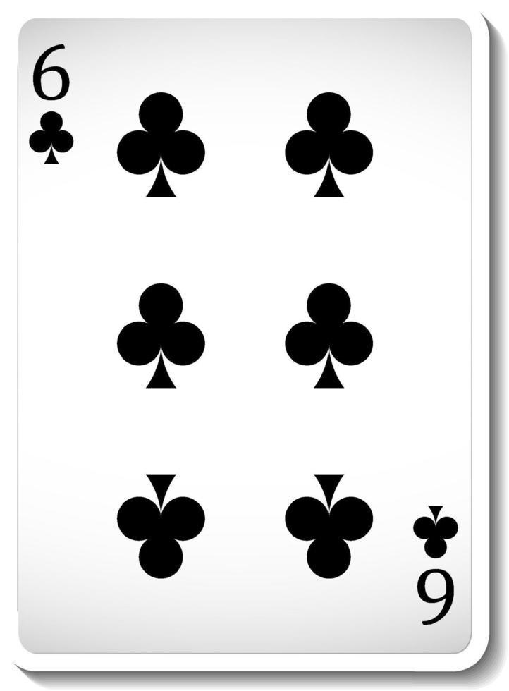 Six of Clubs Playing Card Isolated vector