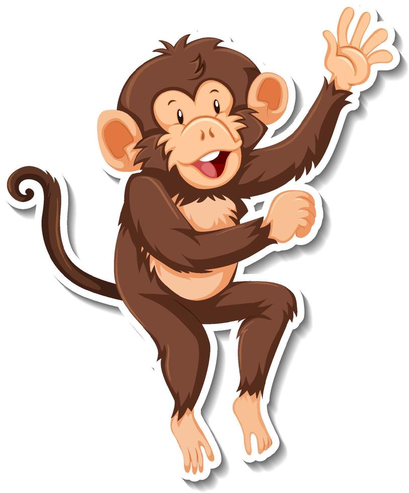 Monkey dancing animal cartoon sticker vector