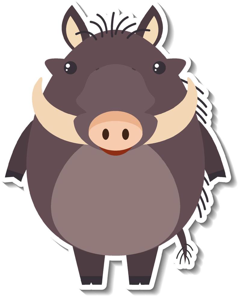 Chubby boar animal cartoon sticker vector