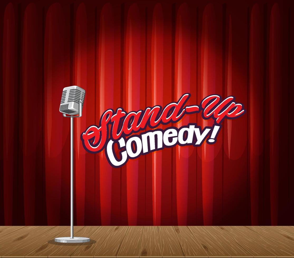 Stand up comedy banner con micrófono vintage vector