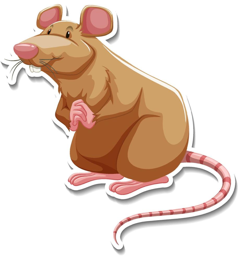 pegatina de personaje de dibujos animados de ratón marrón vector