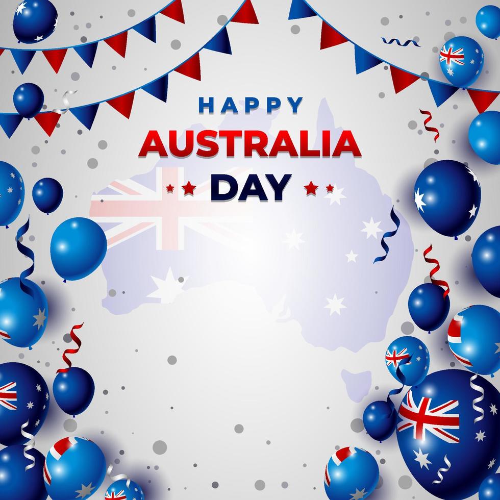 feliz día de australia fondo con globos vector