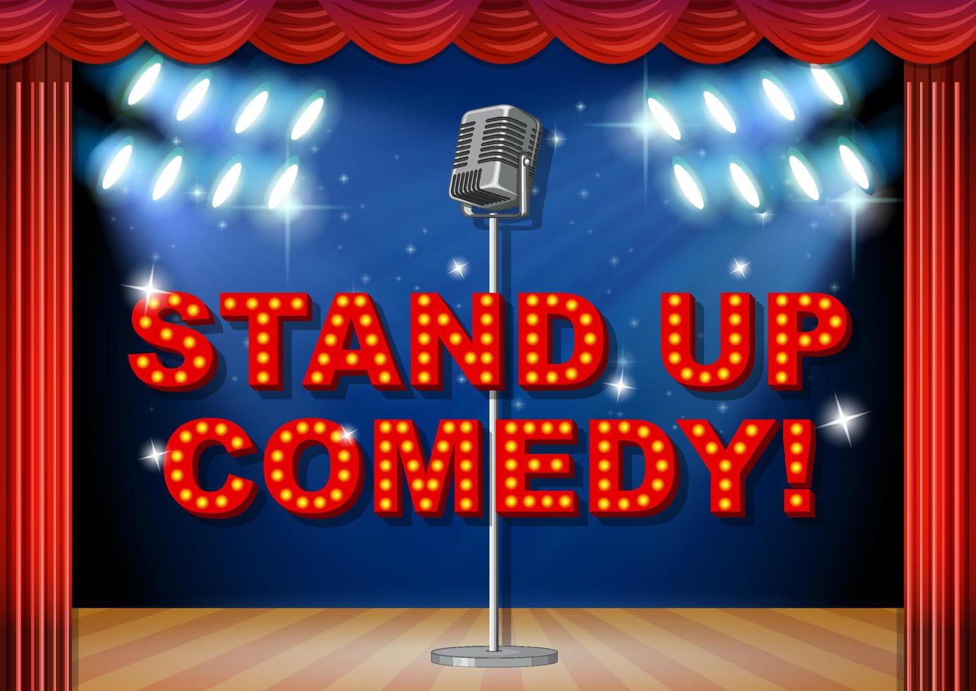 Stand up comedy banner with vintage microphone vector