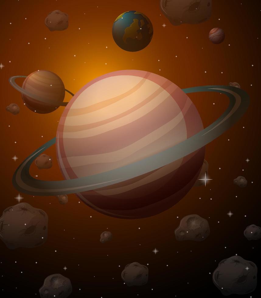 Saturn planet on space background vector