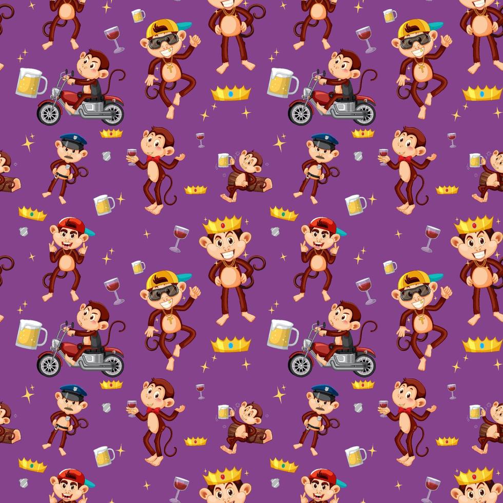 Monkey seamless pattern background vector