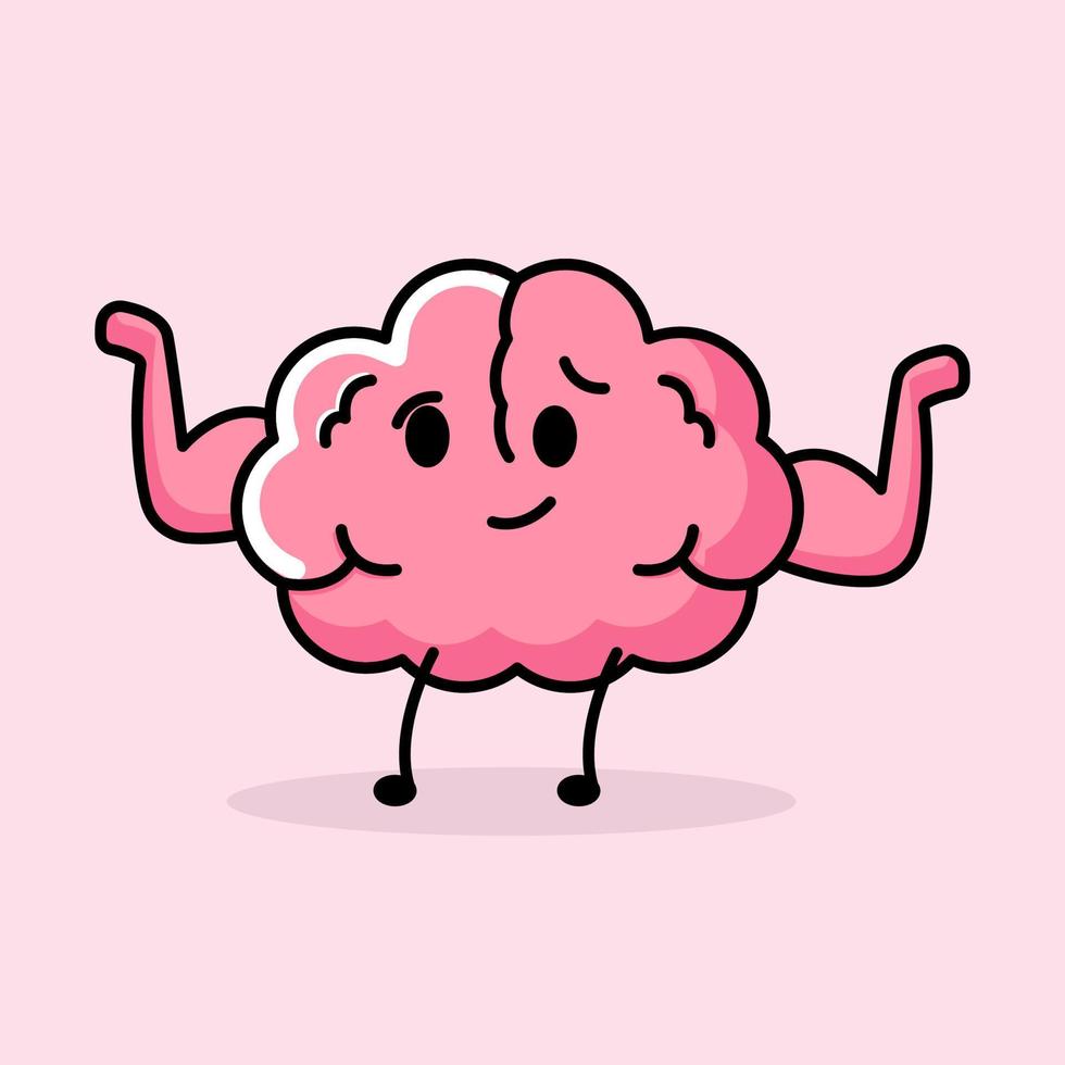 Cute brain mascot vector